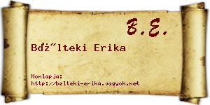 Bélteki Erika névjegykártya