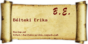 Bélteki Erika névjegykártya